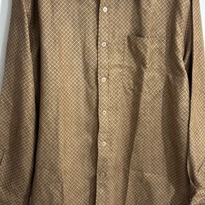 Men‎ Oleg Cassini Shirt Size L Brown Tan. 75% silk